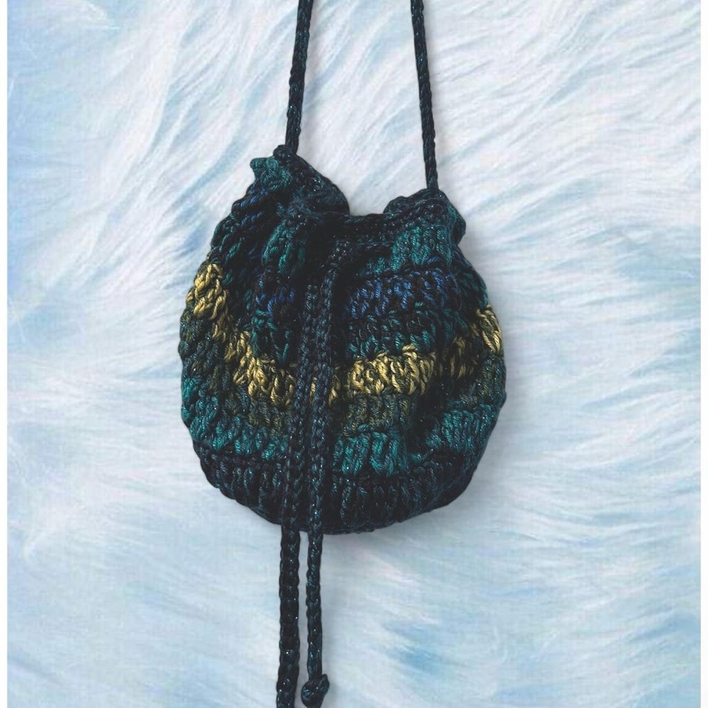 Vintage Y2K Mudd Stylish Multicolor Crochet Drawstring Bag
